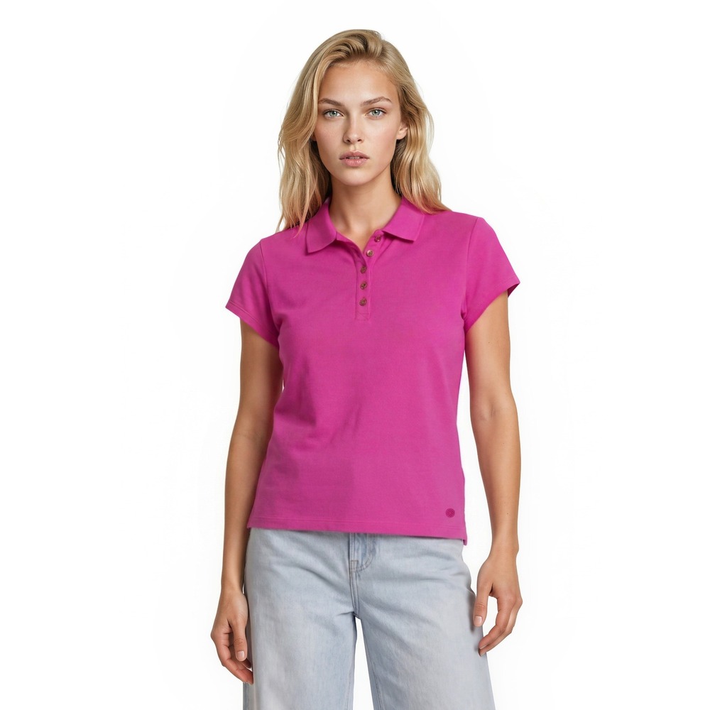 Lilly Pulitzer Luxletic Pink Polo Top Women's Size Large Scalloped Gold Button